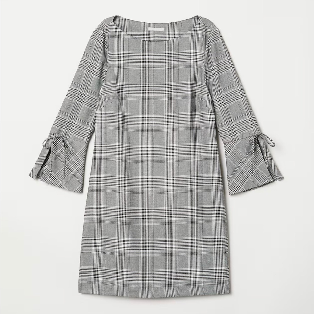 H&M Plaid Grey and White Dress